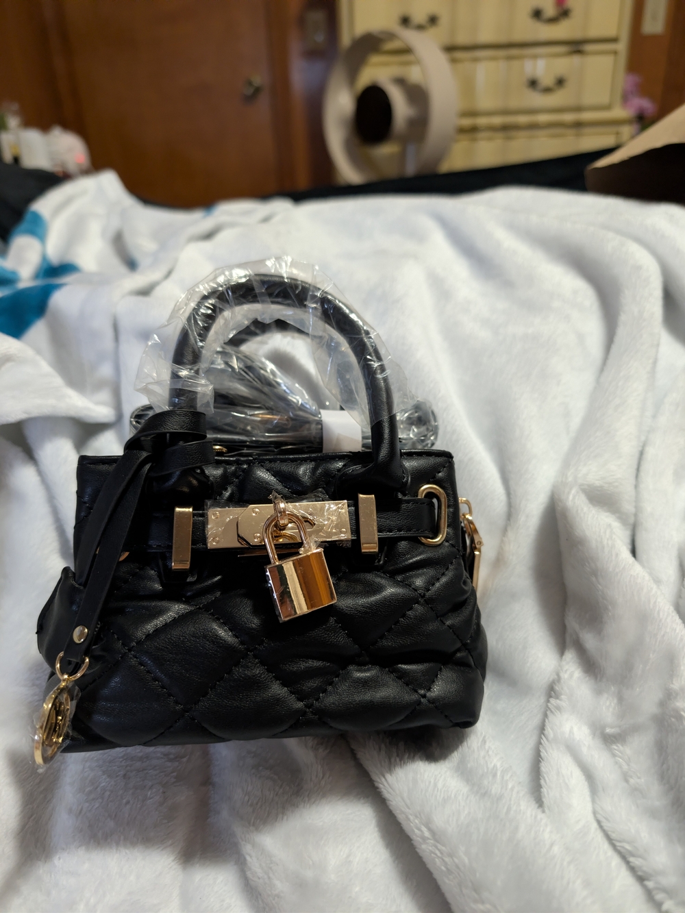 Badgley Mischka Mini Diamond Quilted Tote Bag